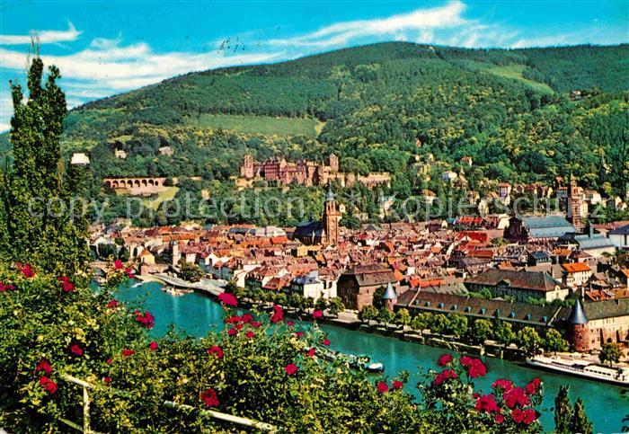 Heidelberg Neckar Blick vom Philosophenweg