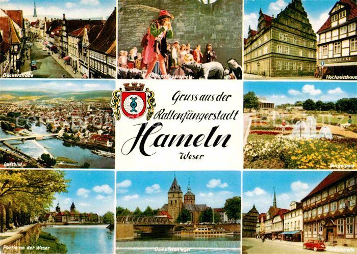 Hameln Weser Fliegeraufnahme Rattenfaengerspiele Osterstrasse Dompferanleger Hoc