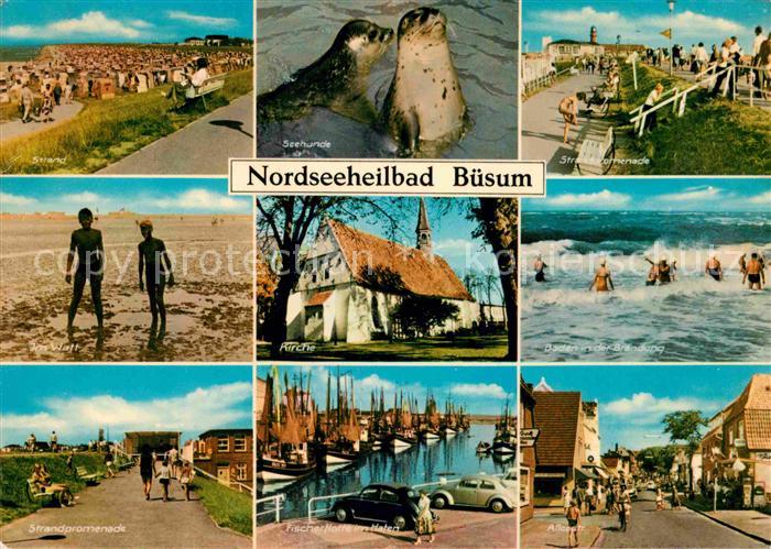 Buesum Nordseebad Seehunde Alleestrasse Fischerflotte Hafen Kirche