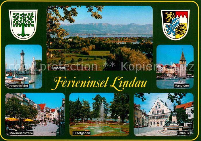 Lindau Bodensee Mangturm Rathaus Stadtgarten Hafeneinfahrt Maximilianstrasse