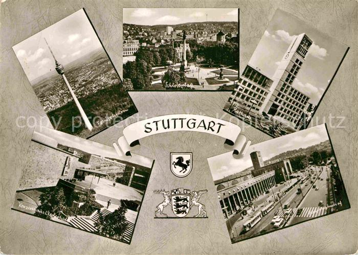 STUTTGART  CITY Rathaus Hauptbahnhof Fernsehturm Schlossplatz