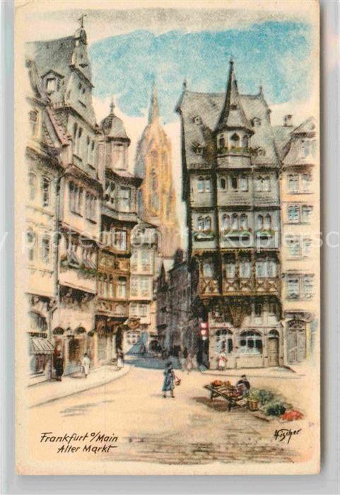 Frankfurt Main Alter Markt Kuenstlerkarte