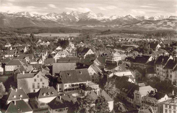 Tettnang Bodenseekreis BW Panorama Blick vom Kirchturm gegen die Alpen