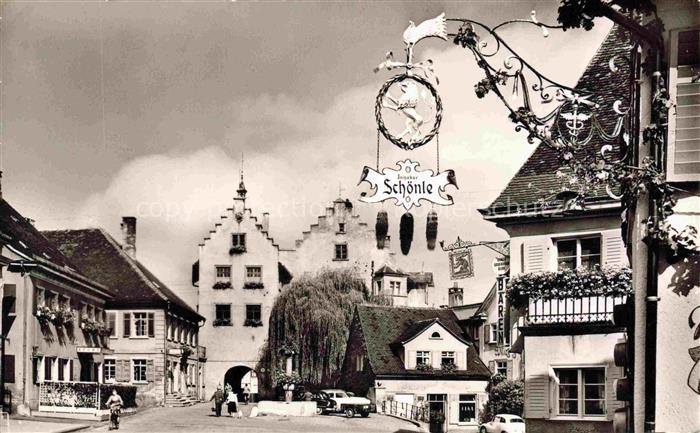 Tettnang Bodenseekreis BW Baerenplatz mit Torschloss Tuerschild