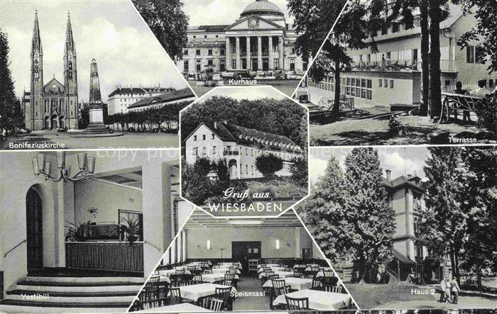 WIESBADEN Bonifaziuskirche Kurhaus Terrasse Vestibuel Speisesaal Haus 2