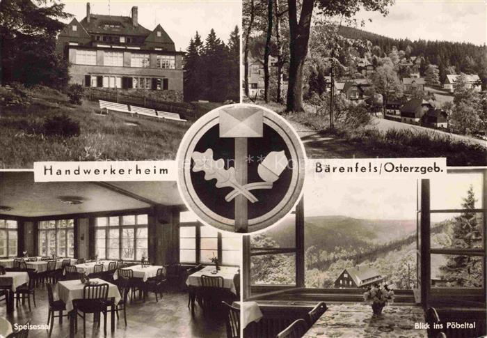 Baerenfels Erzgebirge Altenberg Sachsen Handwerkerheim Speisesaal Blick ins Poeb