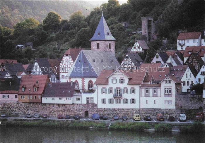 Hirschhorn Neckar Hessen Ansicht mit Katholischer Pfarrkirche