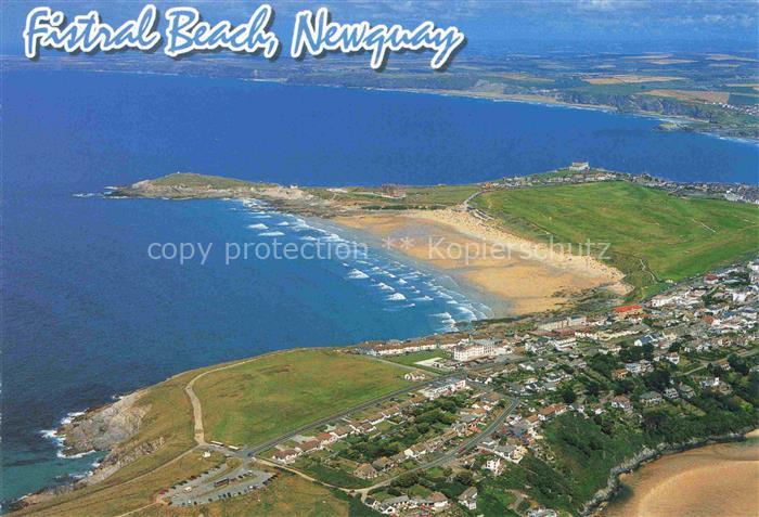 Newquay Cornwall UK Panorama Fistral Beach aerial view