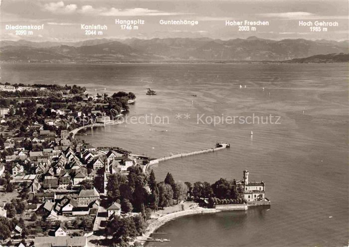 Langenargen Bodensee Panorama mit Schloss Montfort Alpen