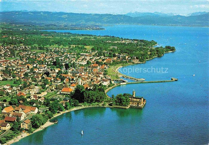 Langenargen Bodensee Panorama Schloss Montfort Blick auf das Vorarlberger Hochge