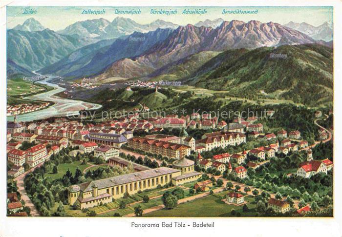 BAD ToeLZ Bayern Panoramakarte Nr. 339 Badeteil Kurviertel aus der Vogelperspekt
