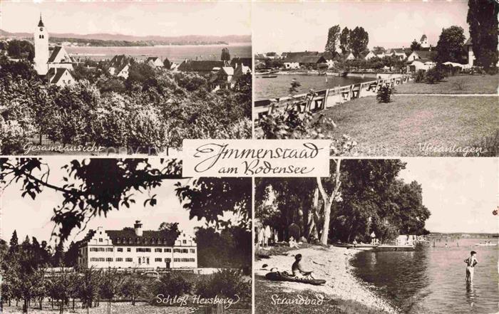Immenstaad Bodensee BW Panorama Uferanlagen Schloss Hersberg Strandbad