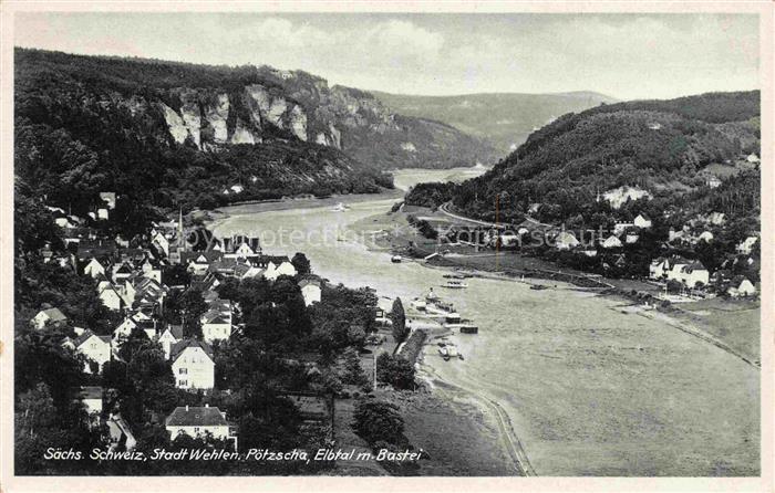 Wehlen  Saechsische Schweiz Sachsen Panorama Elbtal mit Bastei