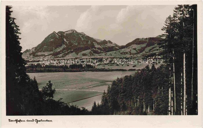 Sonthofen Allgaeu Bayern Panorama Blick gegen Gruenten Allgaeuer Alpen