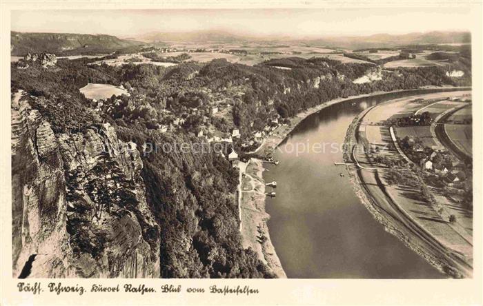 Rathen Saechsische Schweiz Panorama Kurort Blick vom Basteifelsen