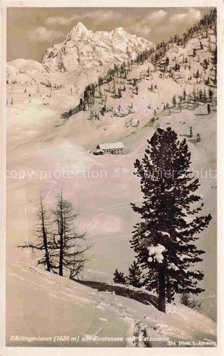 BERCHTESGADEN Bayern Kaerlingerhaus am Funtensee mit Watzmann Winterpanorama