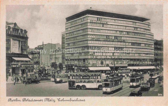 BERLIN  CITY Potsdamer Platz Columbushaus Strassenbahn Bromsilber Imitation