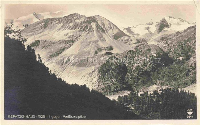 Kaunertal Tirol AT Panorama Gepatschhaus Blick gegen Weisseespitze oetztaler Alp