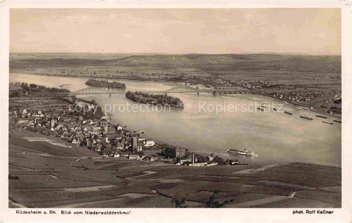 RueDESHEIM am Rhein Hessen Panorama Blick vom Niederwalddenkmal