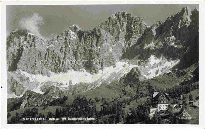 Ramsau Dachstein Steiermark AT Austriahuette mit Dachsteinsuedwaenden
