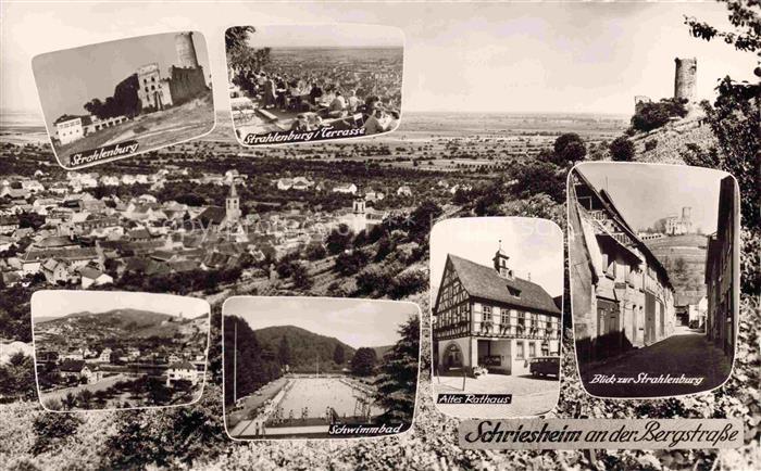 Schriesheim Panorama Strahlenburg Schwimmbad Altes Rathaus Gasse Bromsilber