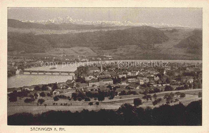 Saeckingen Bad Baden BW Panorama Blick ueber den Rhein Alpenkette