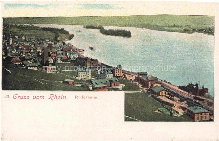 RueDESHEIM am Rhein Hessen Panorama Blick ueber den Rhein