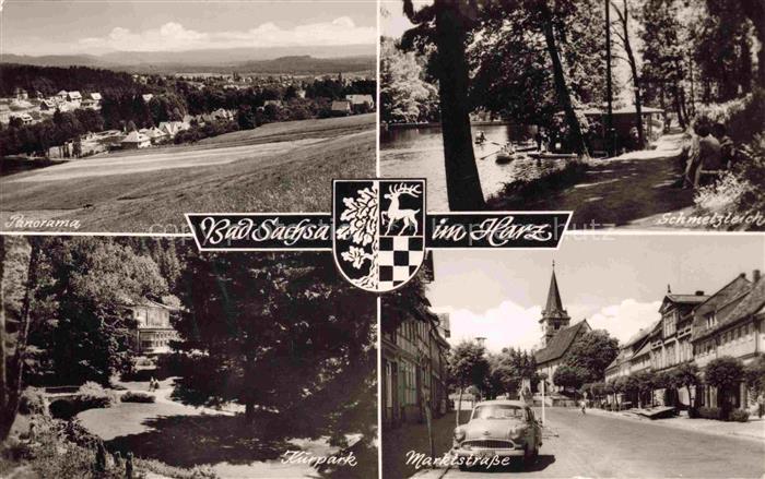 Bad Sachsa Osterode Harz Niedersachsen Panorama Schmelzteich Kurpark Marktstrass