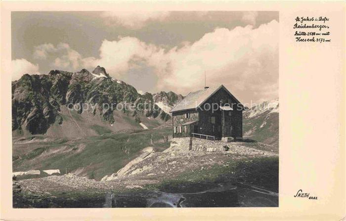 St Jakob Defereggen Obersee Tirol AT Reichenberger Huette mit Keeseck Hohe Tauer