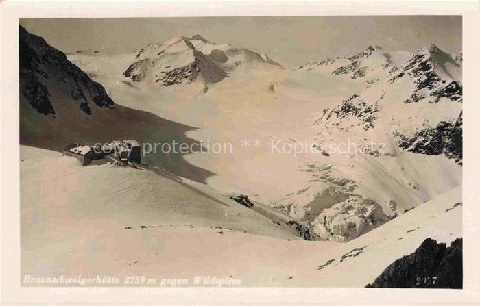 Imst Tirol AT Winterpanorama Braunschweigerhuette gegen Wildspitzen oetztaler Al