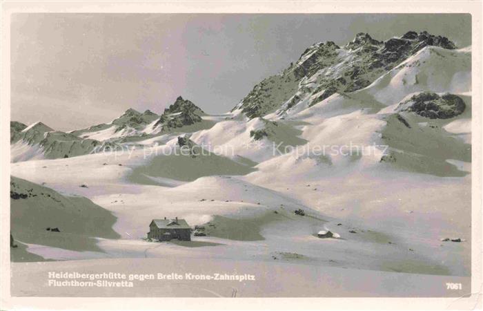Ischgl 1377m Paznauntal Tirol AT Bergwelt im Winter Heidelbergerhuette Silvretta