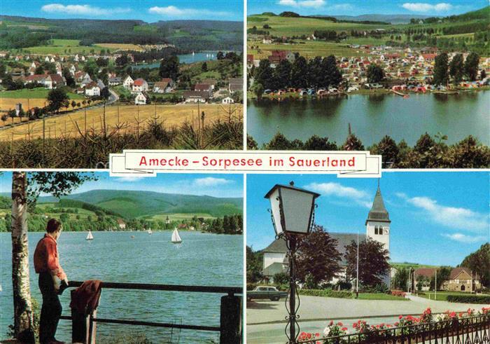 Amecke Sorpesee Sundern Hochsauerlandkreis NRW Panorama Sorpesee Blick zur Kirch