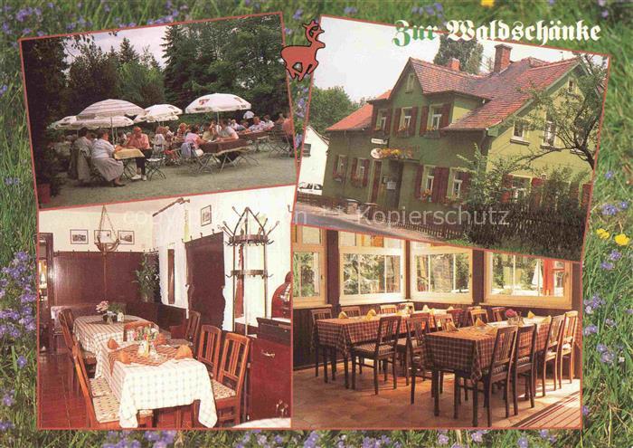 ZWICKAU  Sachsen Gaststaette Pension zur Waldschaenke Gastraeume Terrasse