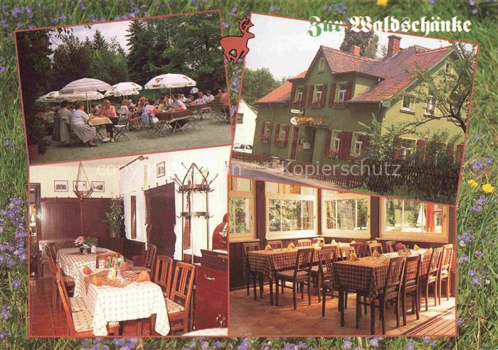 ZWICKAU  Sachsen Gaststaette Pension zur Waldschaenke Gastraeume Terrasse