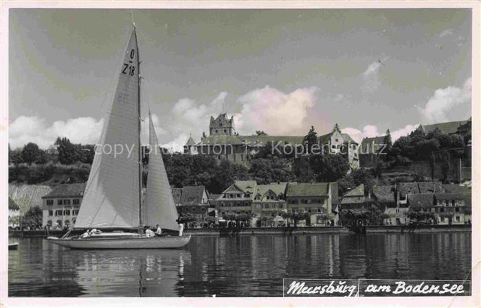 MEERSBURG Bodensee BW Ansicht vom See aus Segelboot