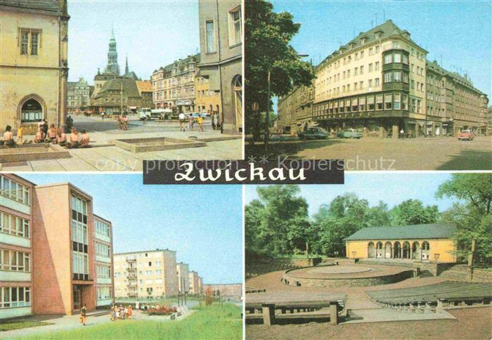 ZWICKAU Sachsen Blick zum Markt Ringkaffee Freilichtbuehne Wohnsiedlung Stadtte
