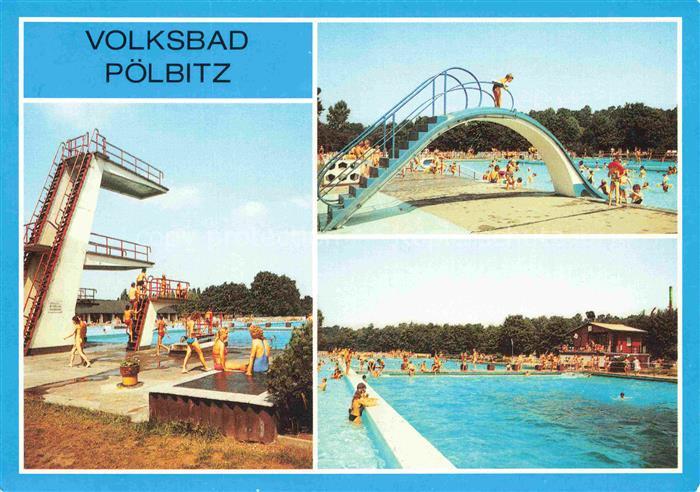 Poelbitz Zwickau Sachsen Volksbad Freibad Rutsche Sprungturm