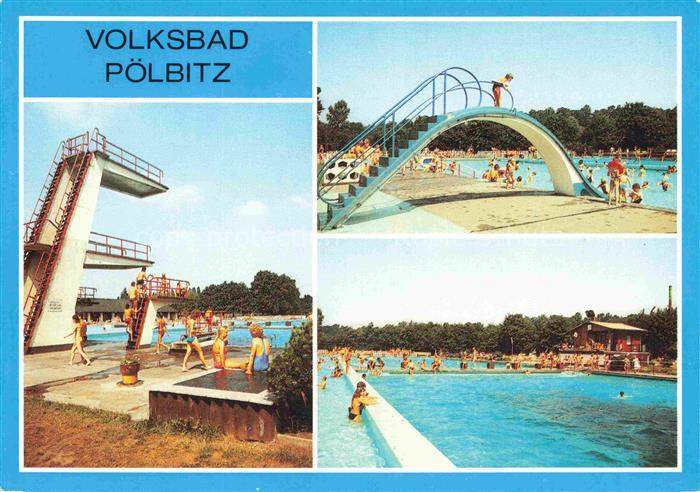Poelbitz Zwickau Sachsen Volksbad Freibad Rutsche Sprungturm