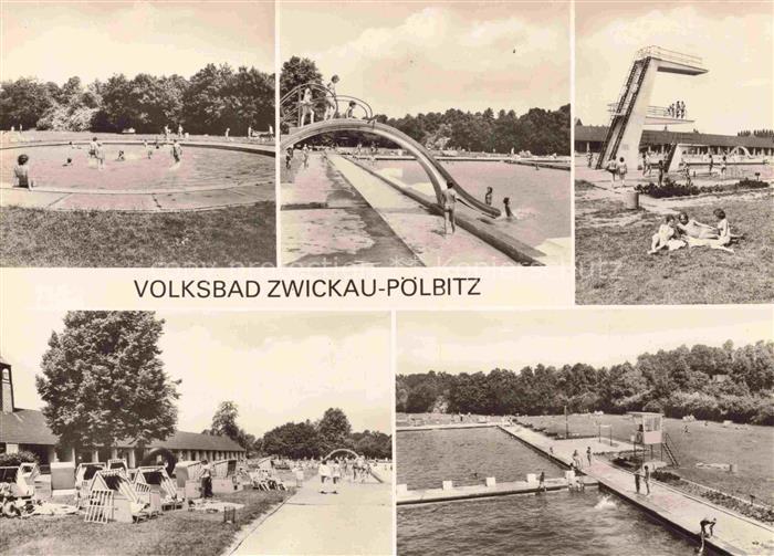 Poelbitz Zwickau Sachsen Volksbad Freibad Rutsche Sprungturm