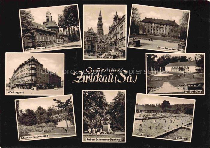 ZWICKAU  Sachsen Museum Hauptmarkt Ernst-Schneller-Platz HO-Ringcafé Freilichtbu