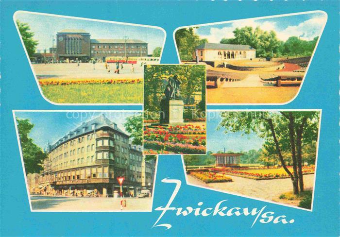 ZWICKAU  Sachsen Teilansichten Robert-Schumann-Stadt Denkmal Parkanlagen