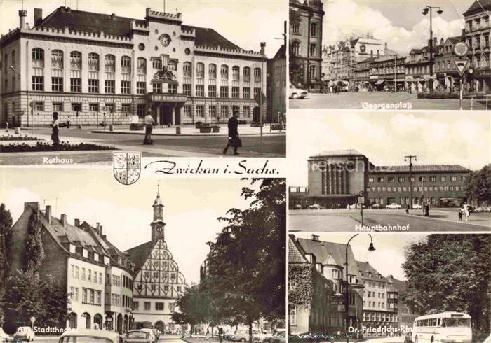 ZWICKAU Sachsen Rathaus Georgenplatz Hauptbahnhof Stadttheater Dr. Friedrichs-R