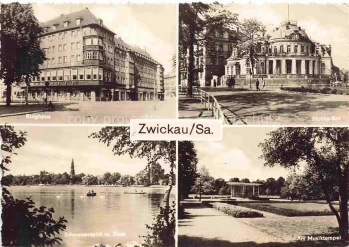 ZWICKAU  Sachsen Ringhaus Mokka-Bar Schwanenteich Dom Musiktempel Parkanlagen