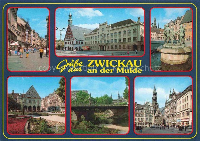 ZWICKAU  Sachsen Motive Stadtzentrum Brunnen Muldebruecke
