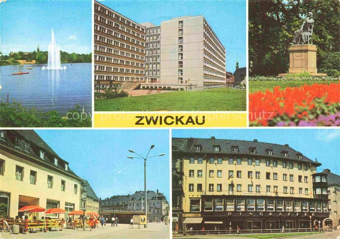 ZWICKAU  Sachsen Schwanenteich Internat Ingenieurhochschule Robert-Schumann-Denk