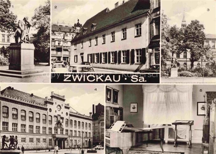 ZWICKAU  Sachsen Robert-Schumann-Denkmal Schumann-Haus Park Schwanenteich Rathau