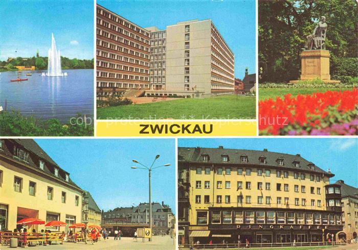 ZWICKAU  Sachsen Schwanenteich Internat Ingenieurhochschule Robert-Schumann-Denk