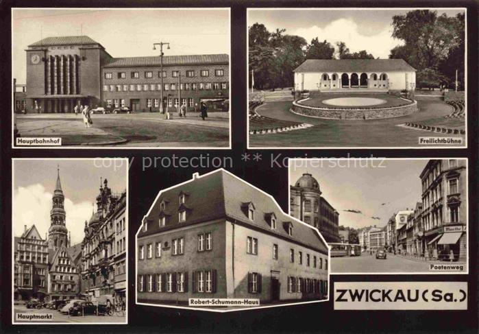 ZWICKAU  Sachsen Hauptbahnhof Freilichtbuehne Hauptmarkt Robert-Schumann-Haus Po