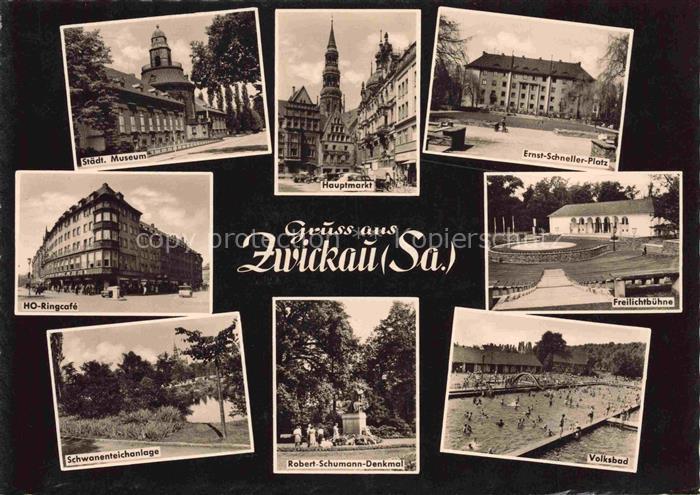 ZWICKAU  Sachsen Museum Hauptmarkt Ernst-Schneller-Platz HO Ringcafé Freilichtbu