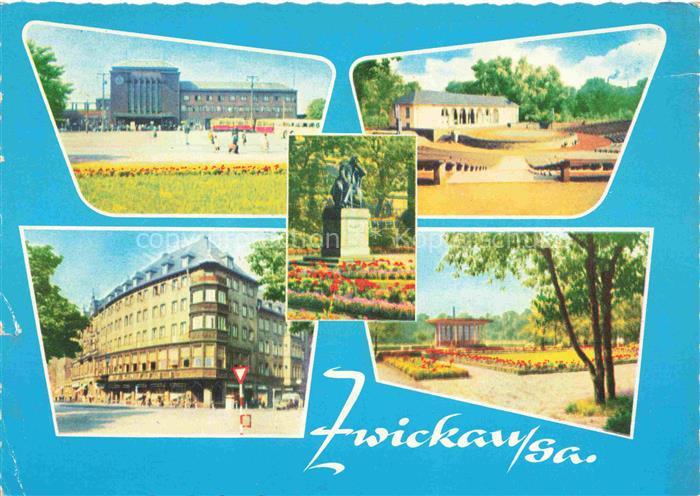 ZWICKAU  Sachsen Teilansichten Robert-Schumann-Stadt Denkmal Park